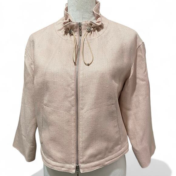 Worth New York Pale Pink Zip Front Jacket Size Small - Picture 1 of 12